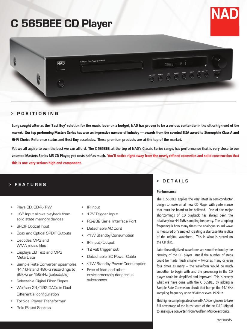 Nad C 565 BEE Owners Manual