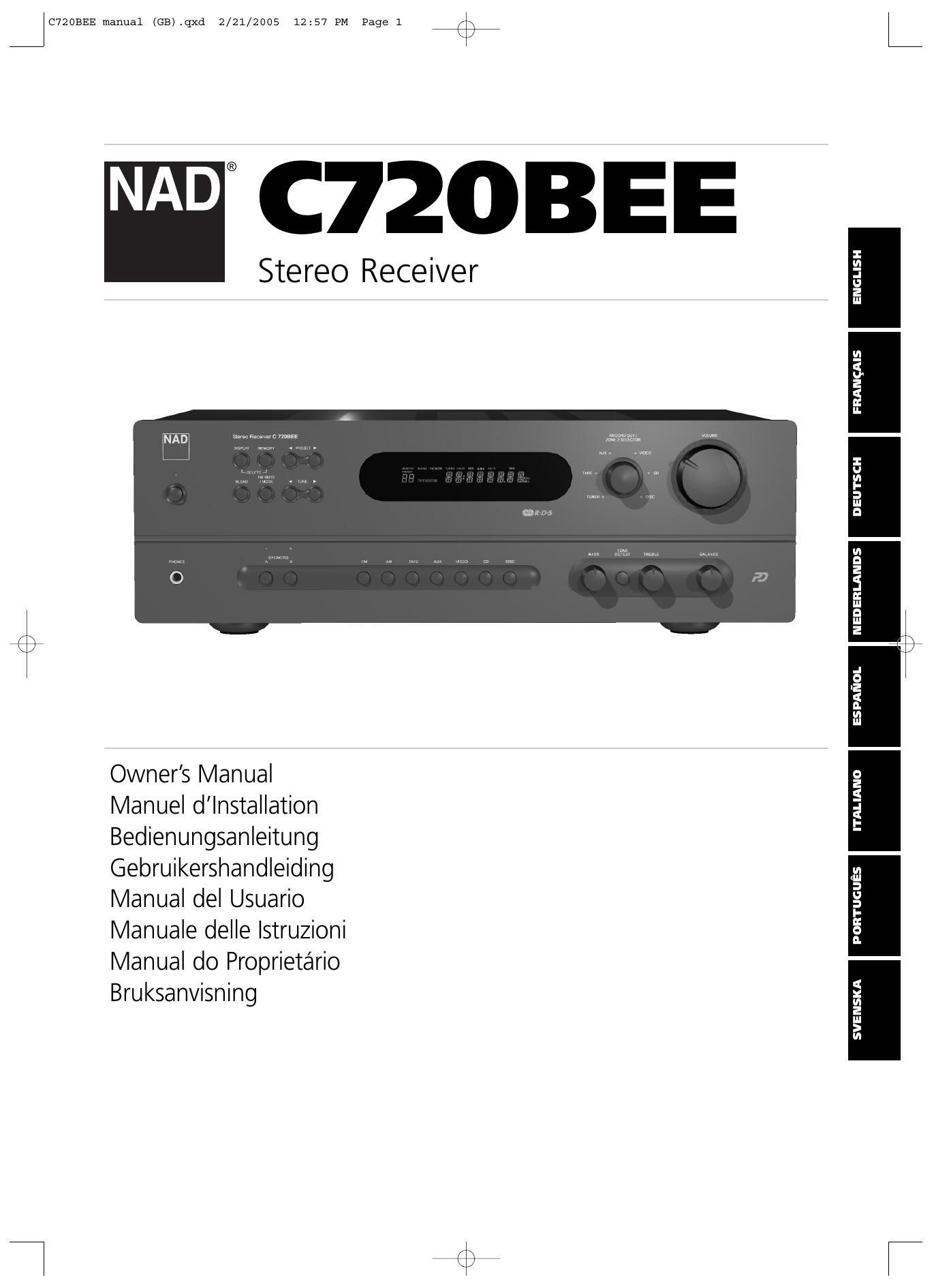 Nad C 720 BEE Owners Manual