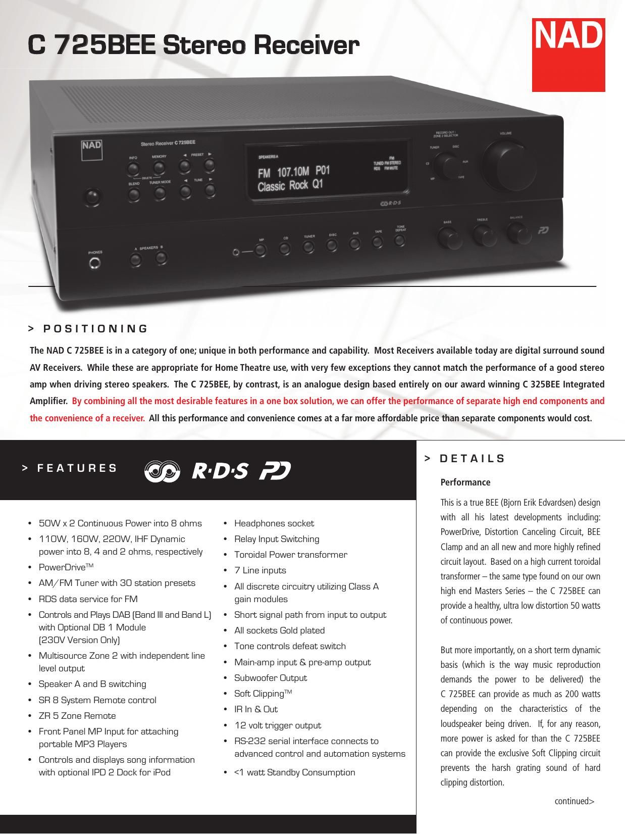 Nad C 725 BEE Brochure