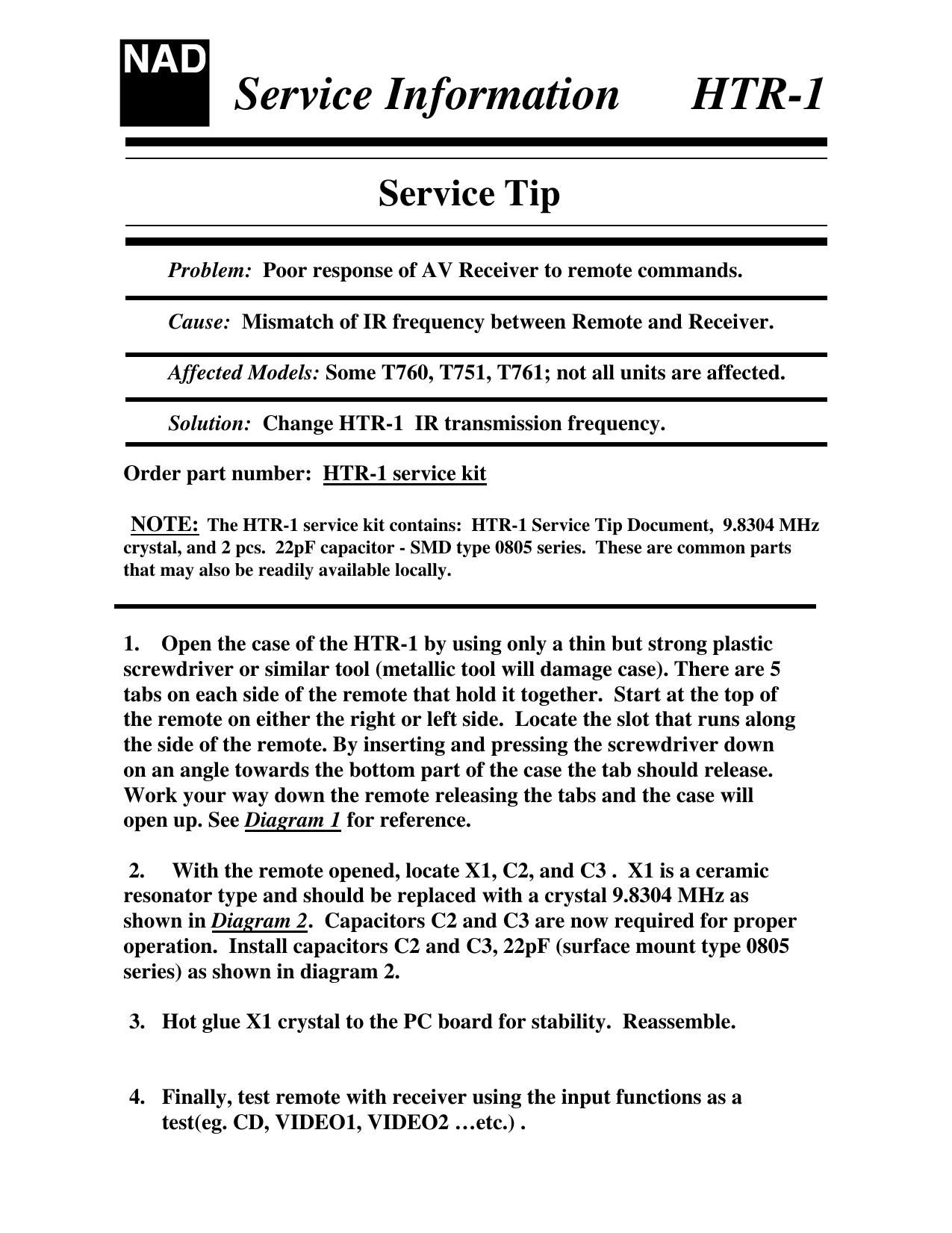 Nad HTR 1 Service Manual