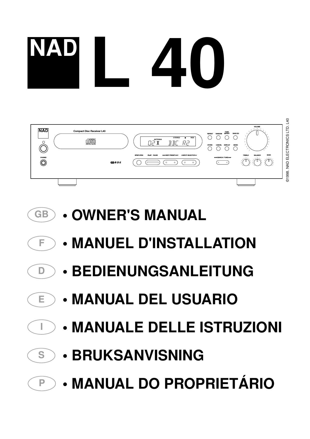 Nad L 40 Owners Manual