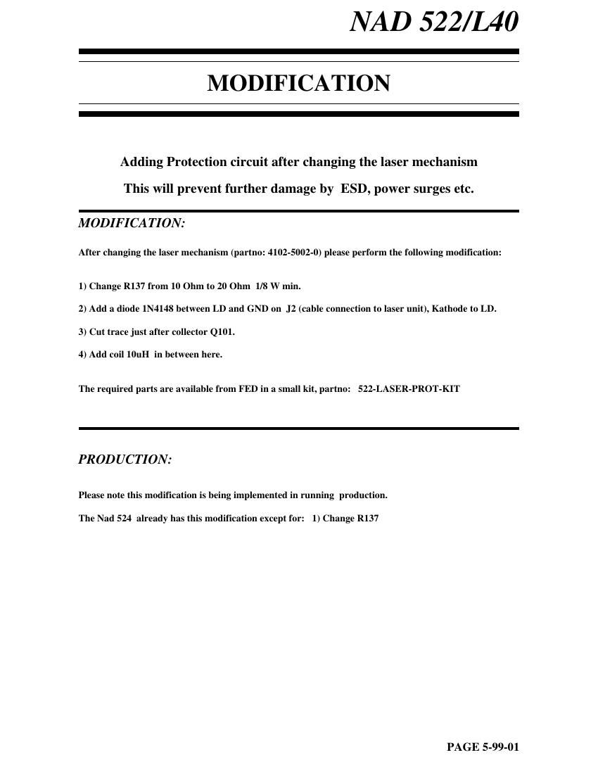 Nad L 40 Service Information