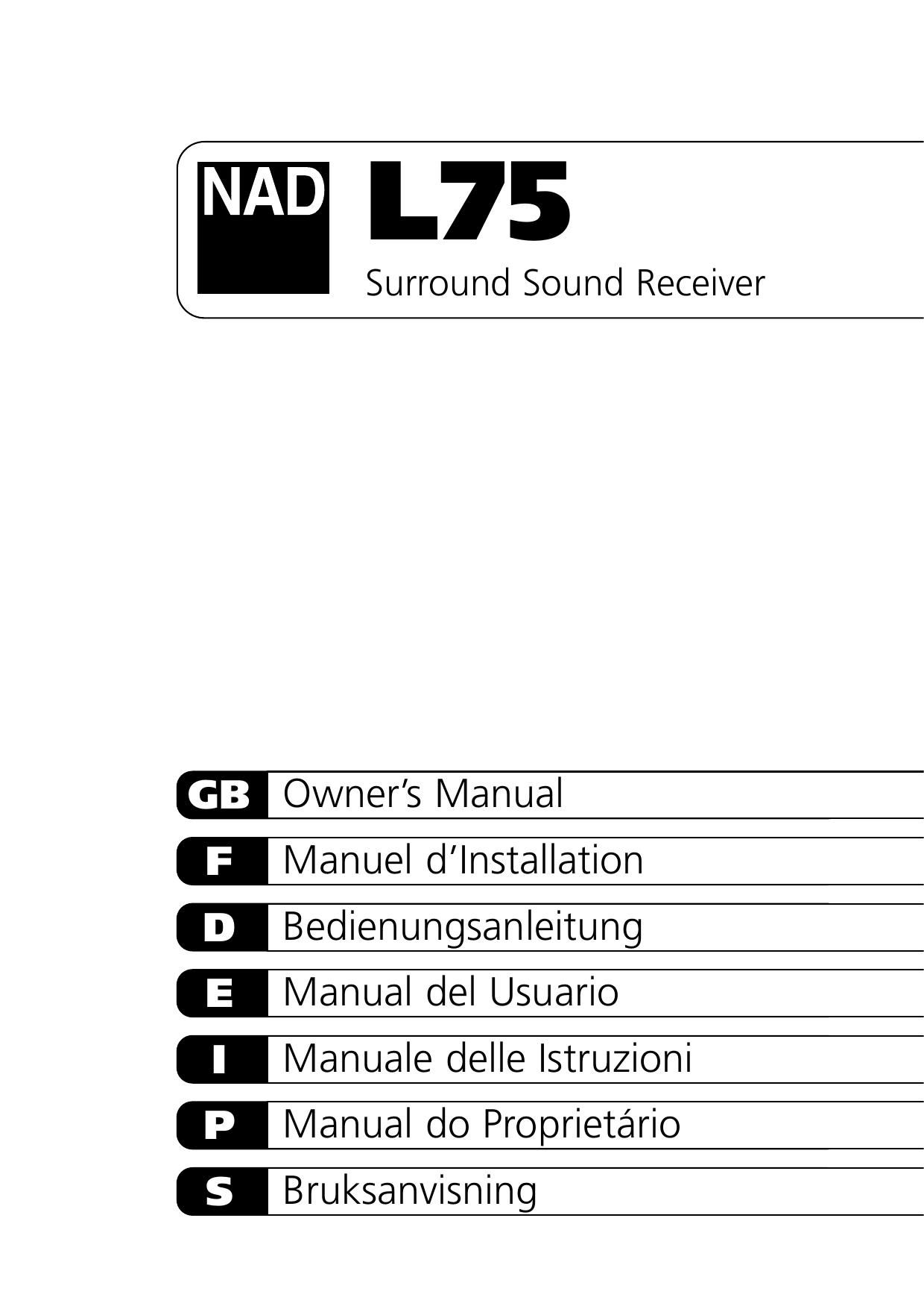 Nad L 75 Owners Manual
