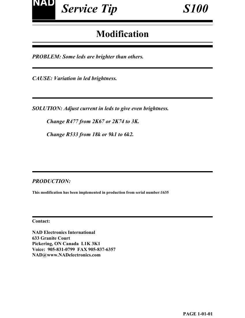 Nad S 100 Service Manual