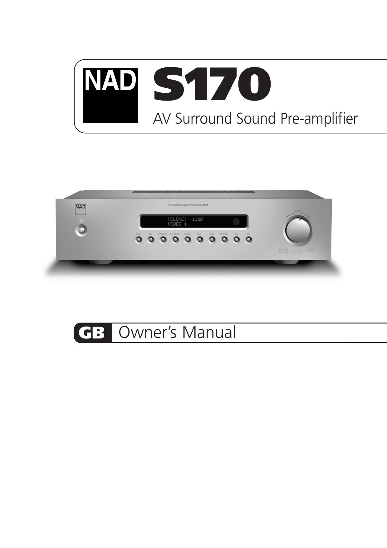 Nad S 170 Owners Manual