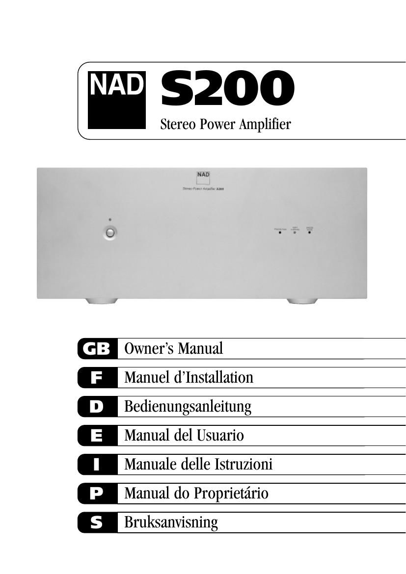 Nad S 200 Owners Manual