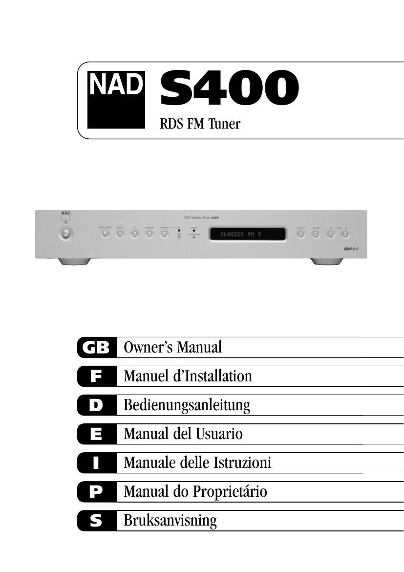 Nad S 400 Owners Manual