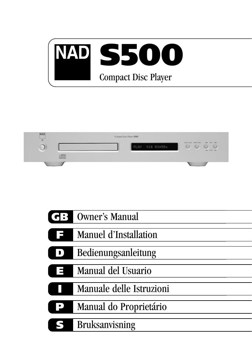 Nad S 500 Owners Manual