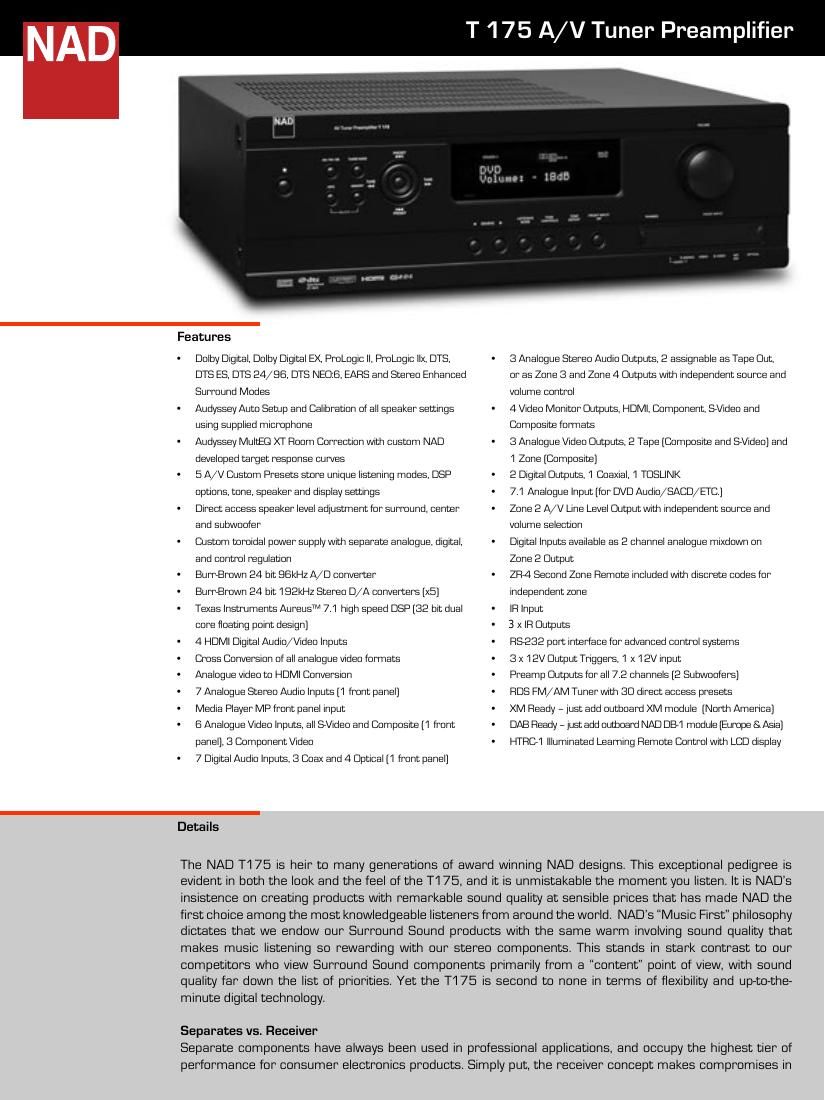 Nad T 175 Brochure