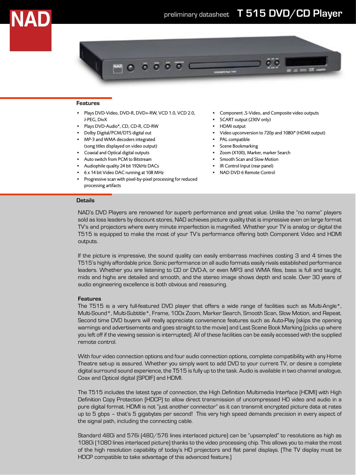 Nad T 515 Brochure