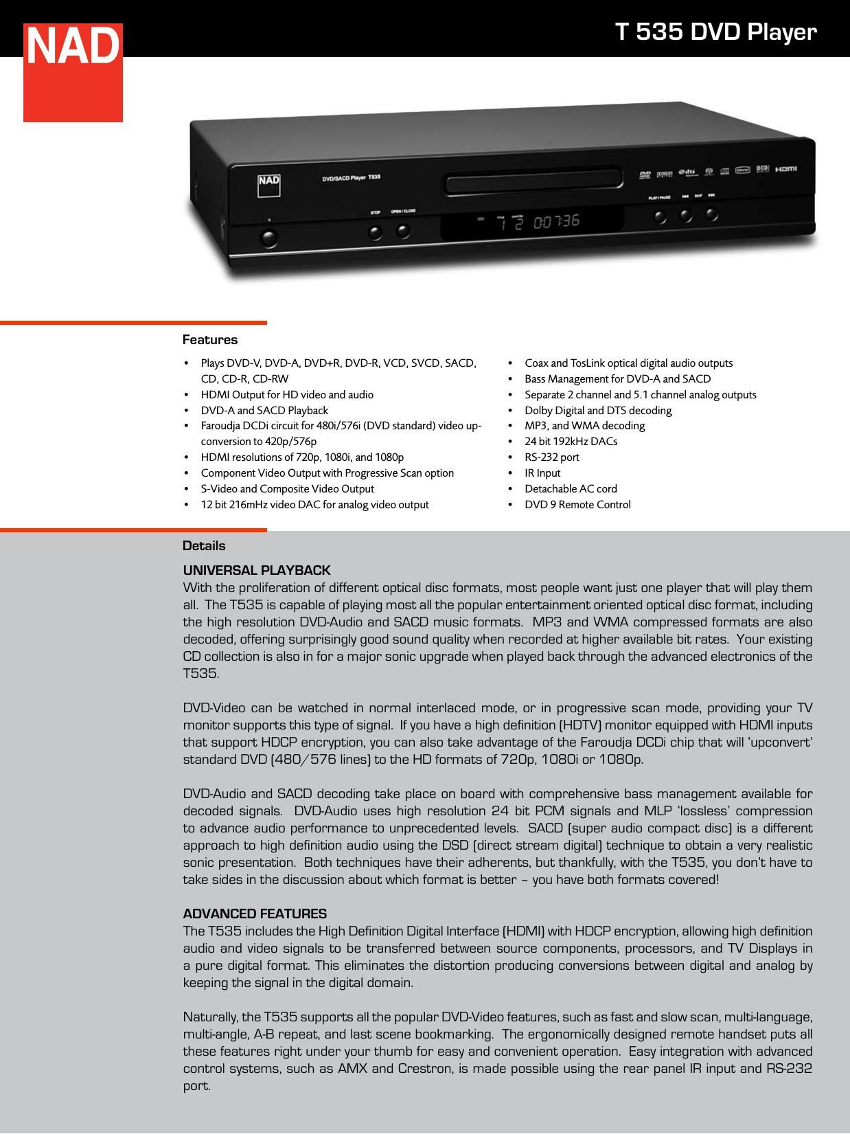 Nad T 535 Brochure