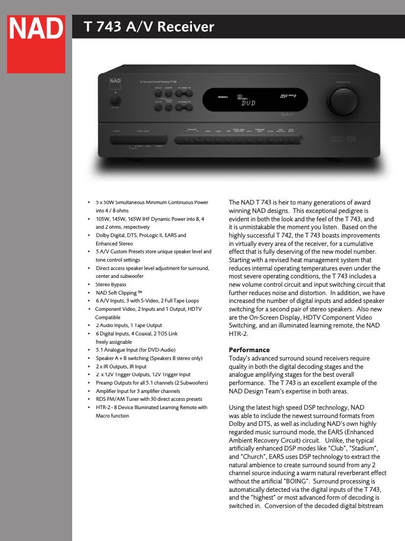 Nad T 743 Brochure