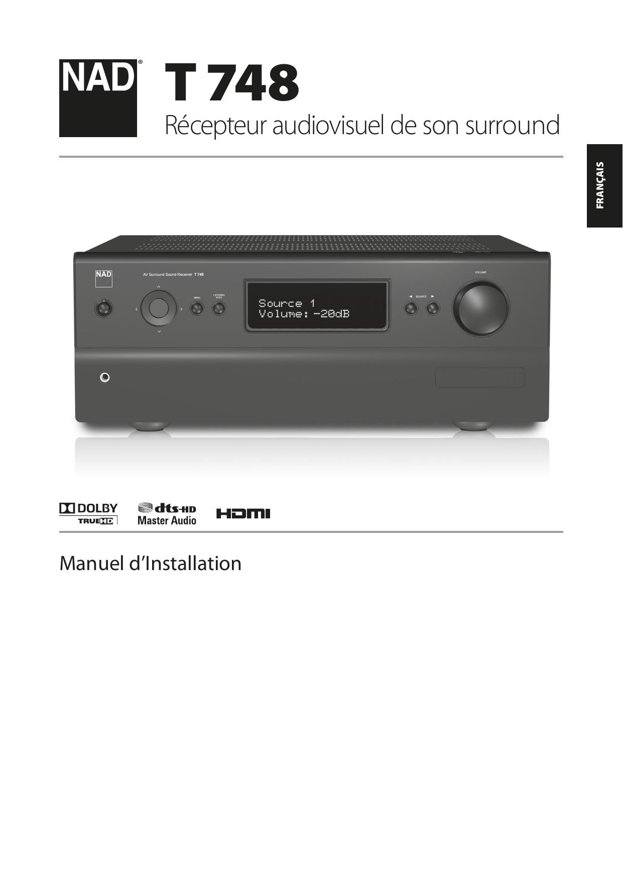 Nad T 748 AV French Owners Manual