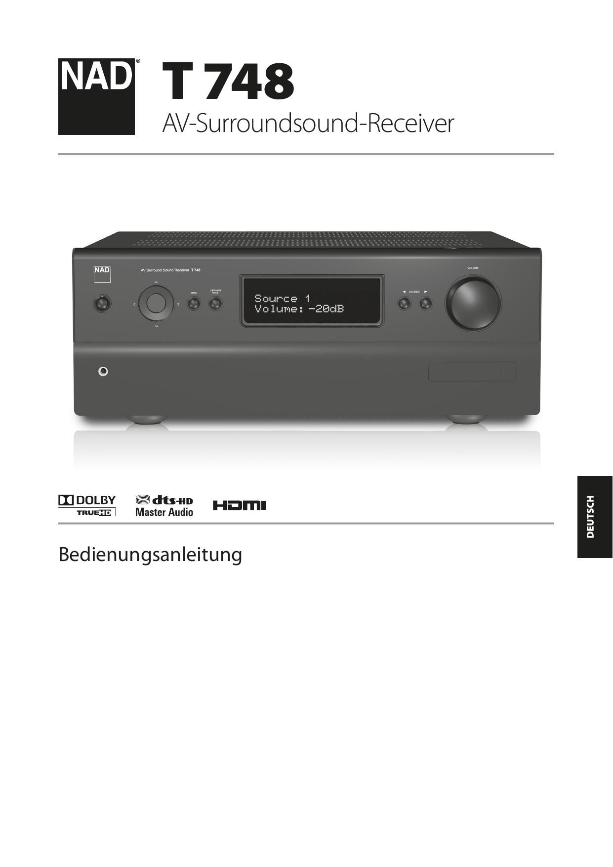 Nad T 748 AV German Owners Manual