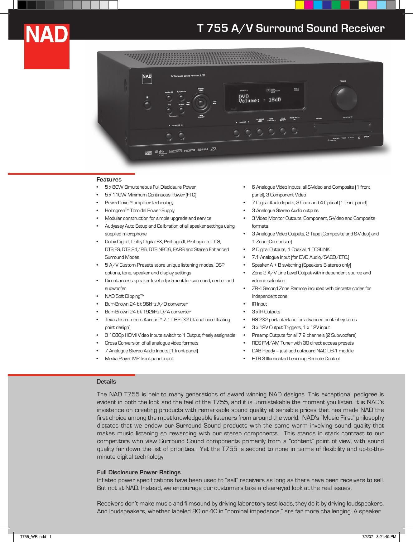 Nad T 755 Brochure