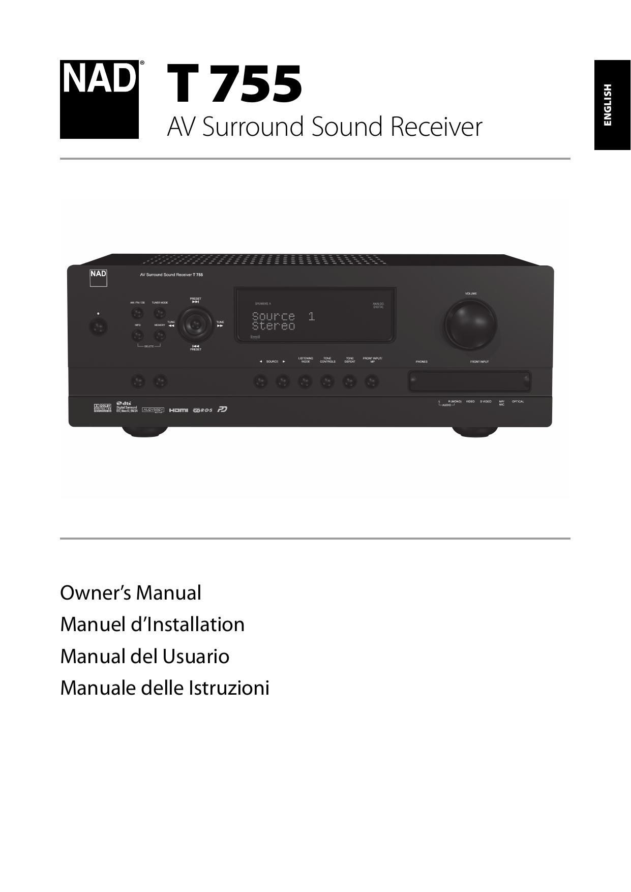 Nad T 755 Owners Manual