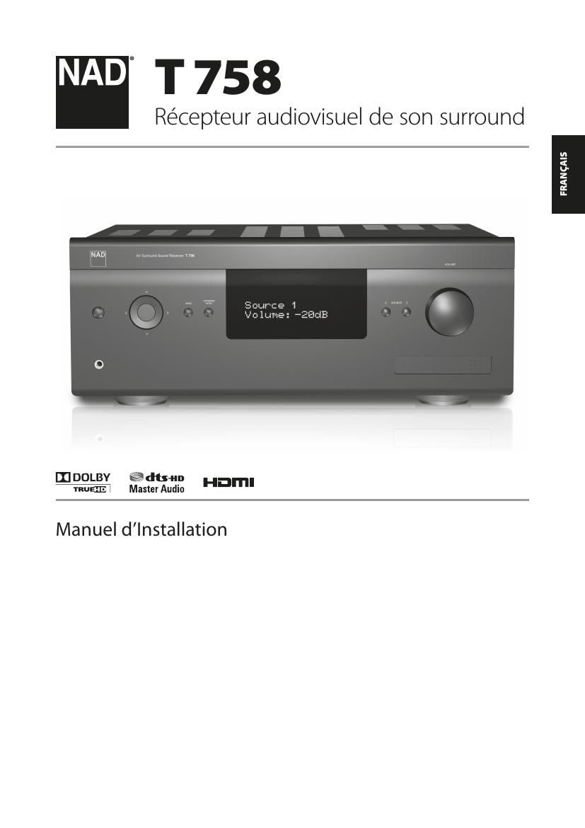 Nad T 758 AV French Owners Manual