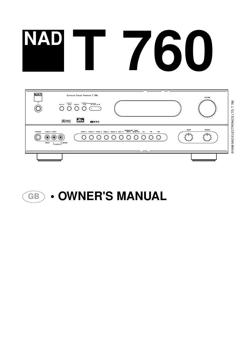 Nad T 760 Owners Manual