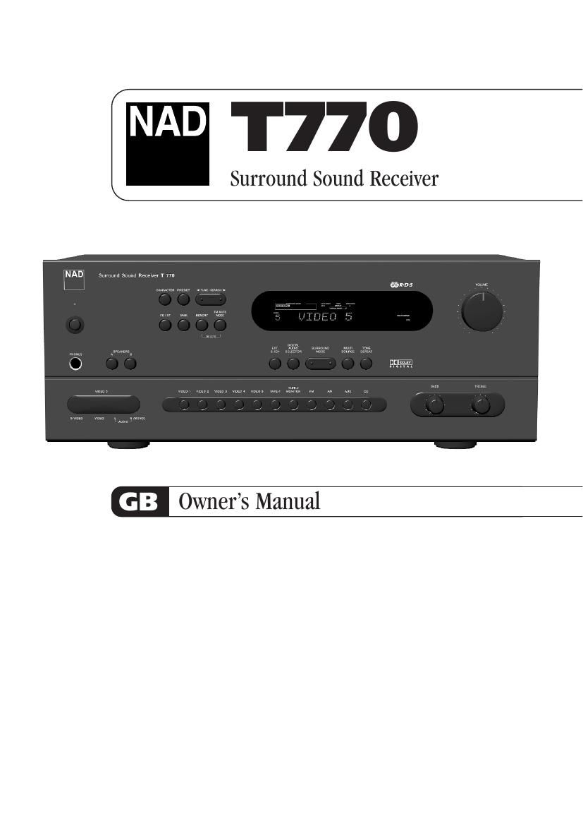 Nad T 770 Owners Manual