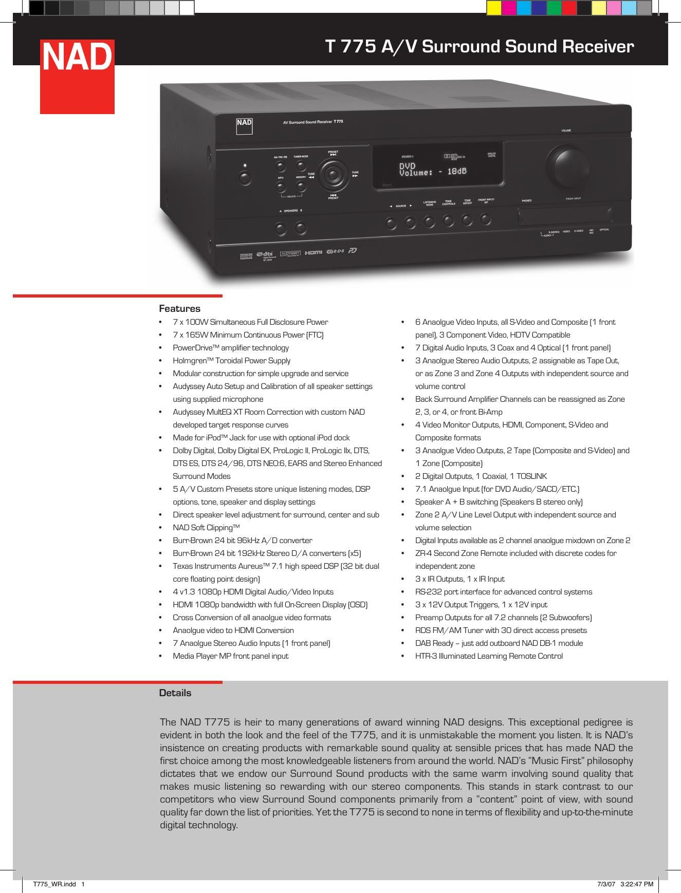 Nad T 775 Brochure