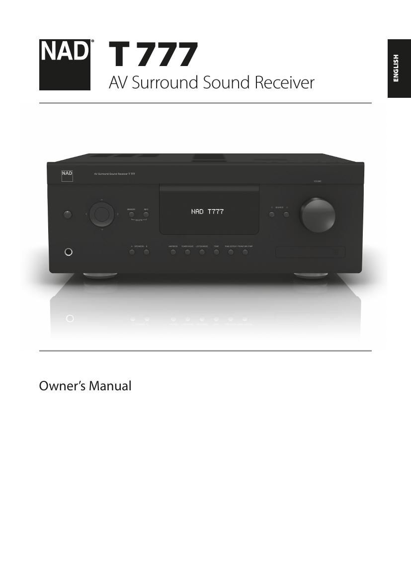 Nad T 777 AV English Owners Manual