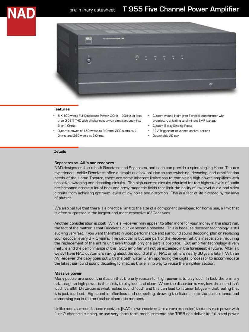 Nad T 955 Brochure