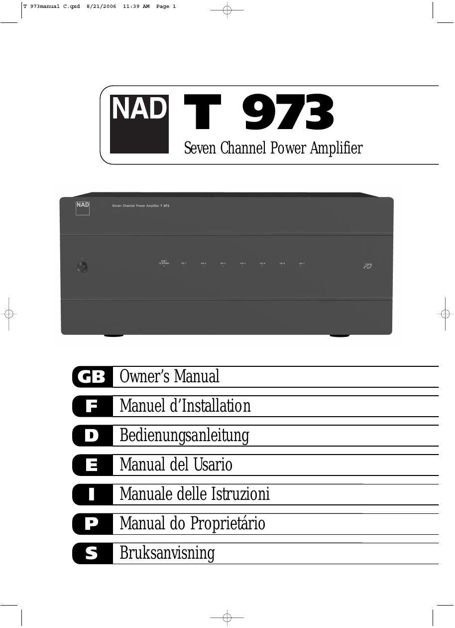 Nad T 973 Owners Manual