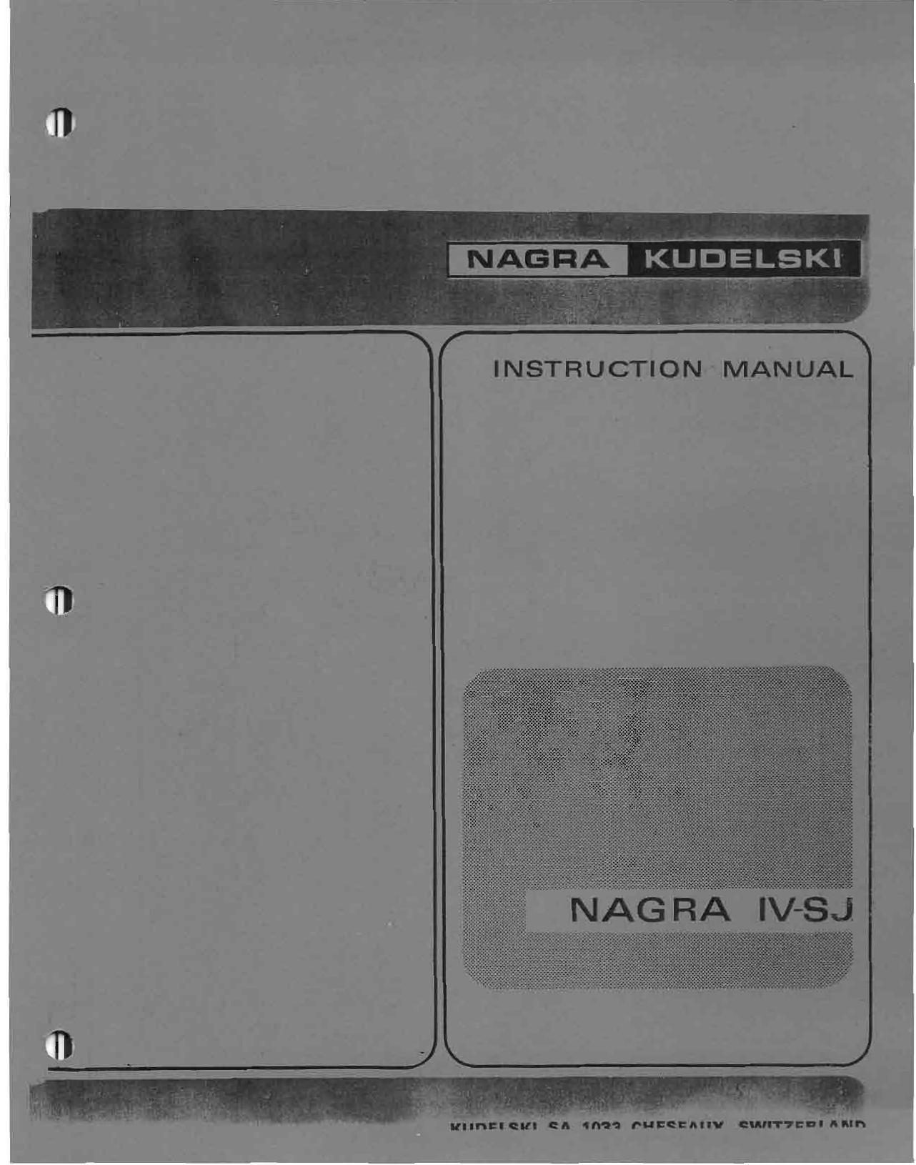 Nagra IV SJ Service Manual