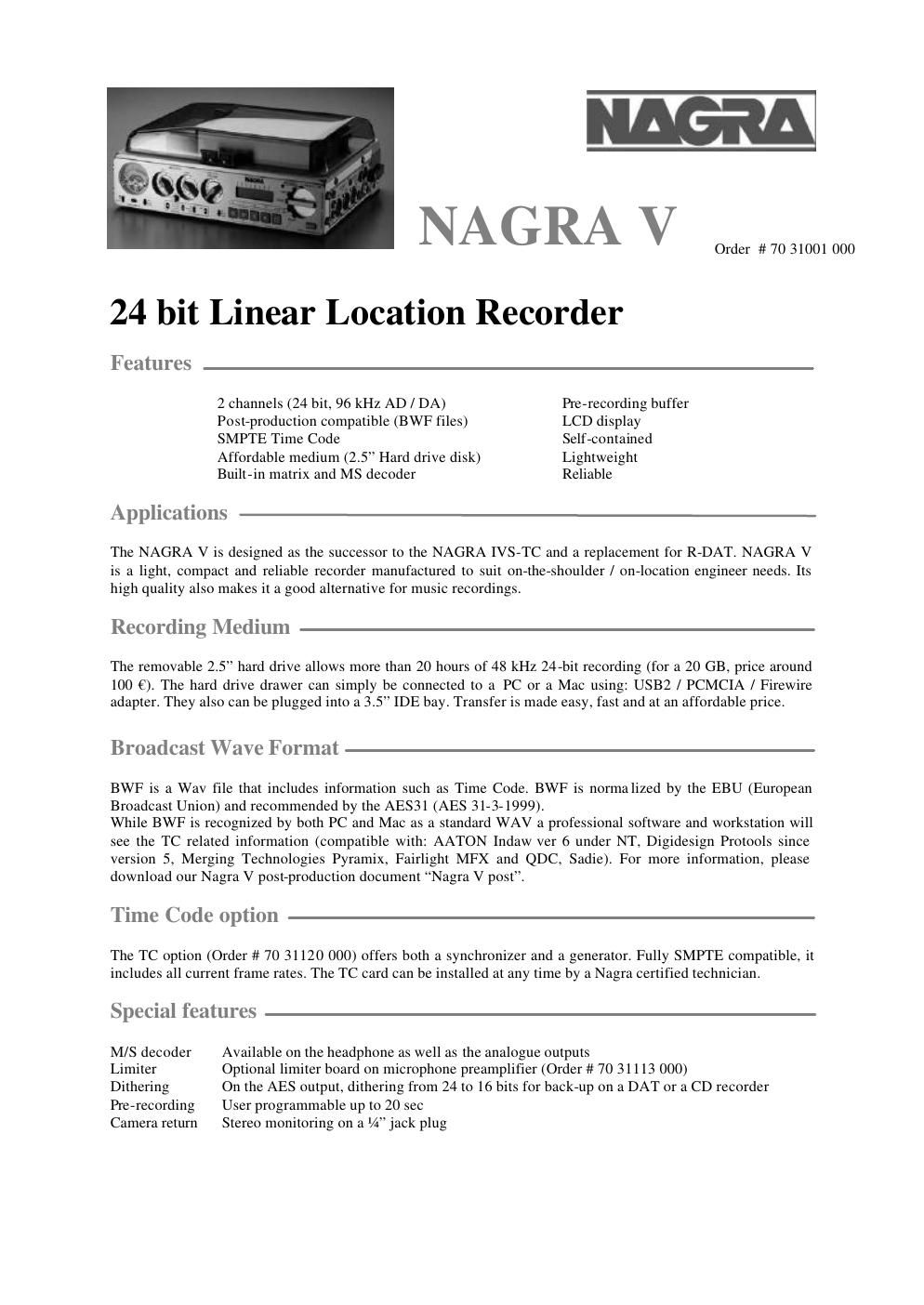 nagra 5 brochure