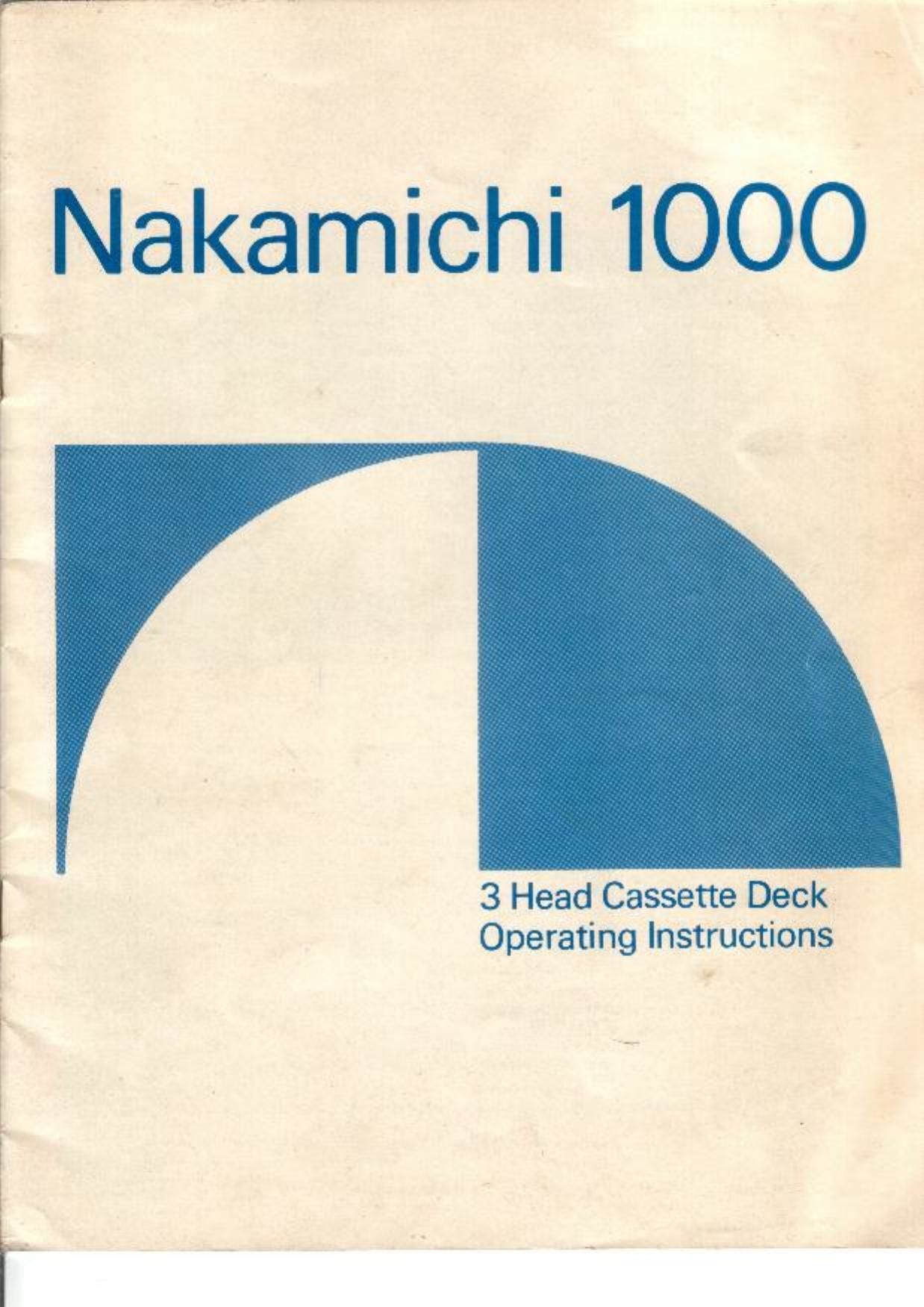 Nakamichi 1000 Owners Manual