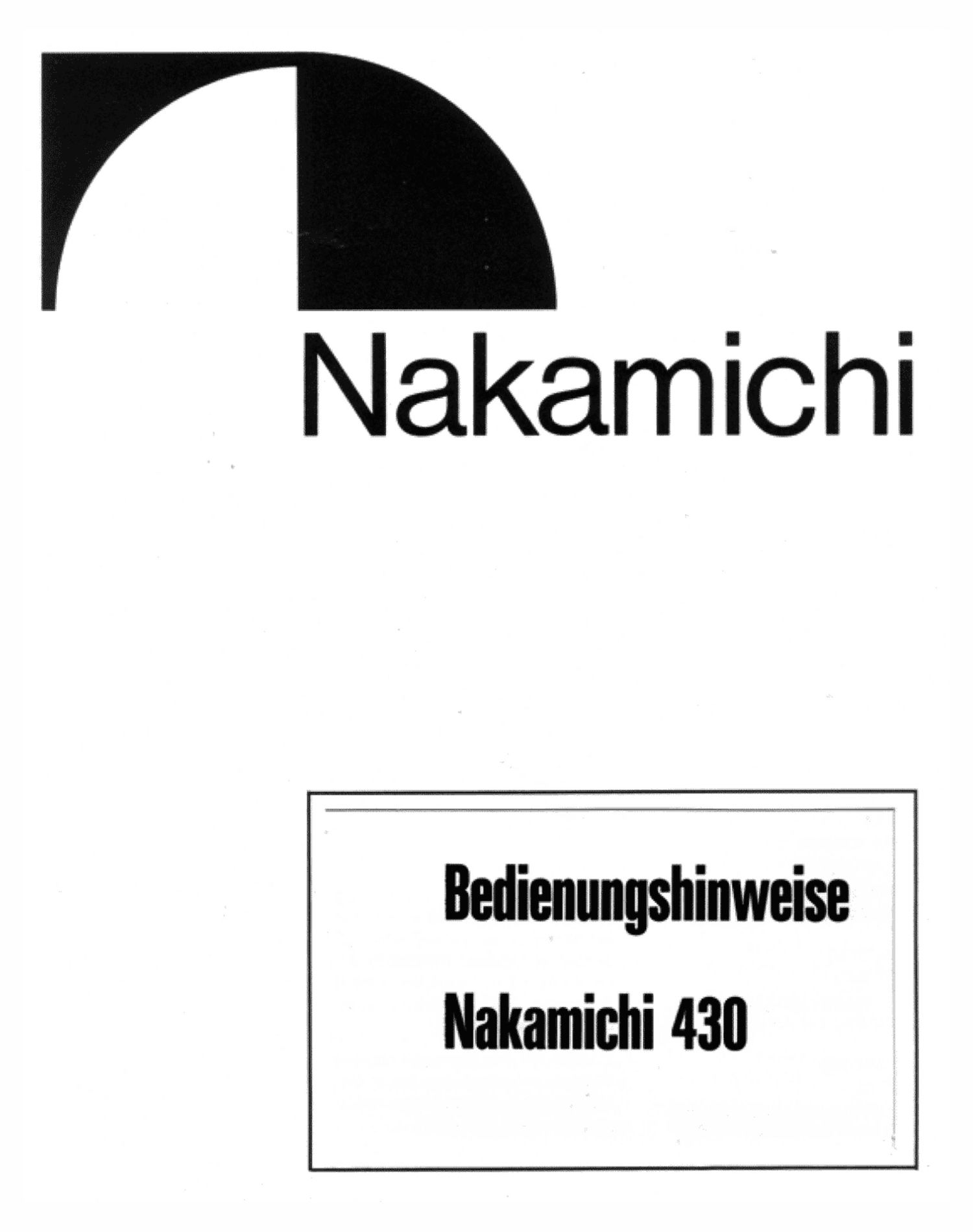 Nakamichi 430 Owners Manual 2