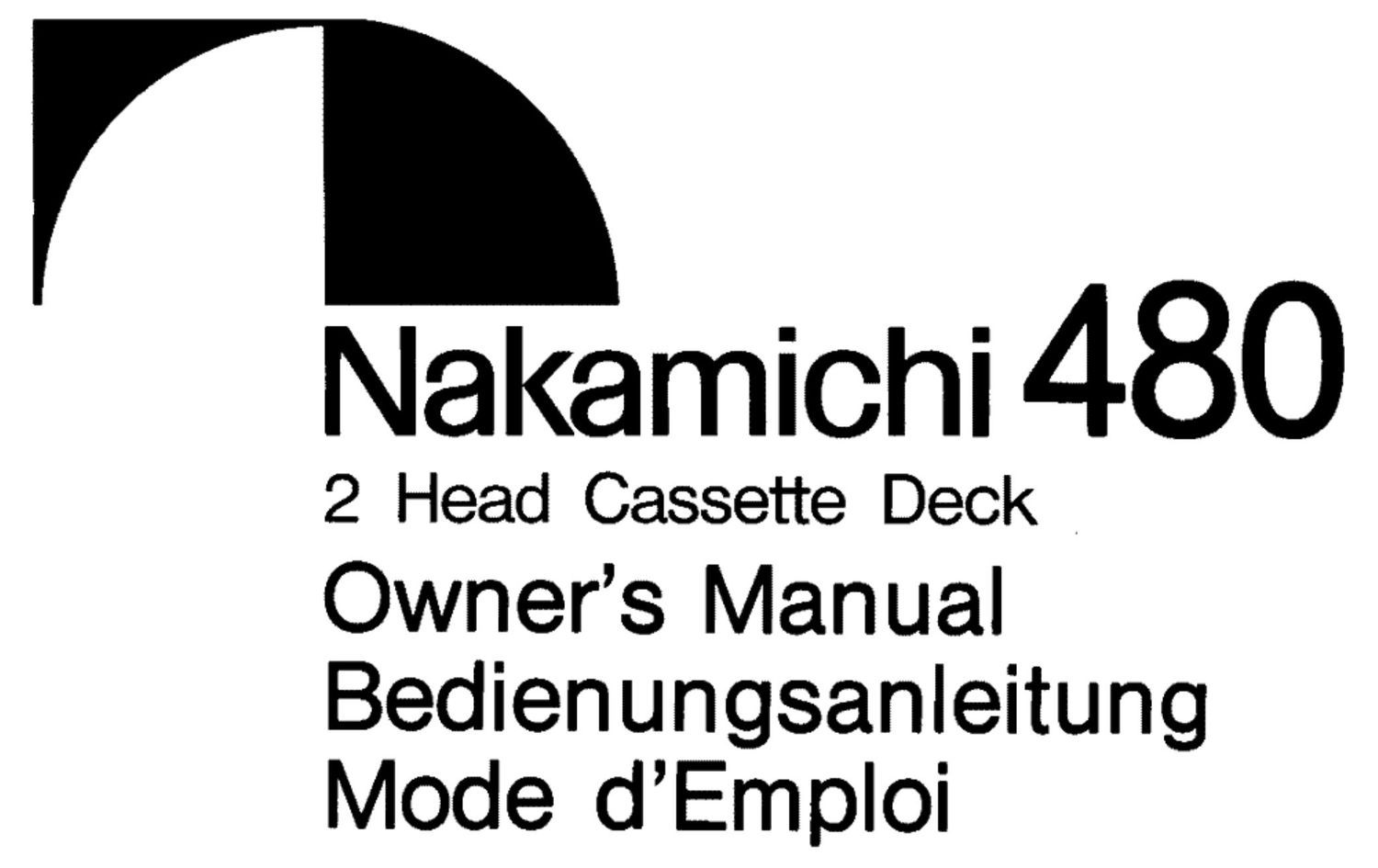 Nakamichi 480 Owners Manual
