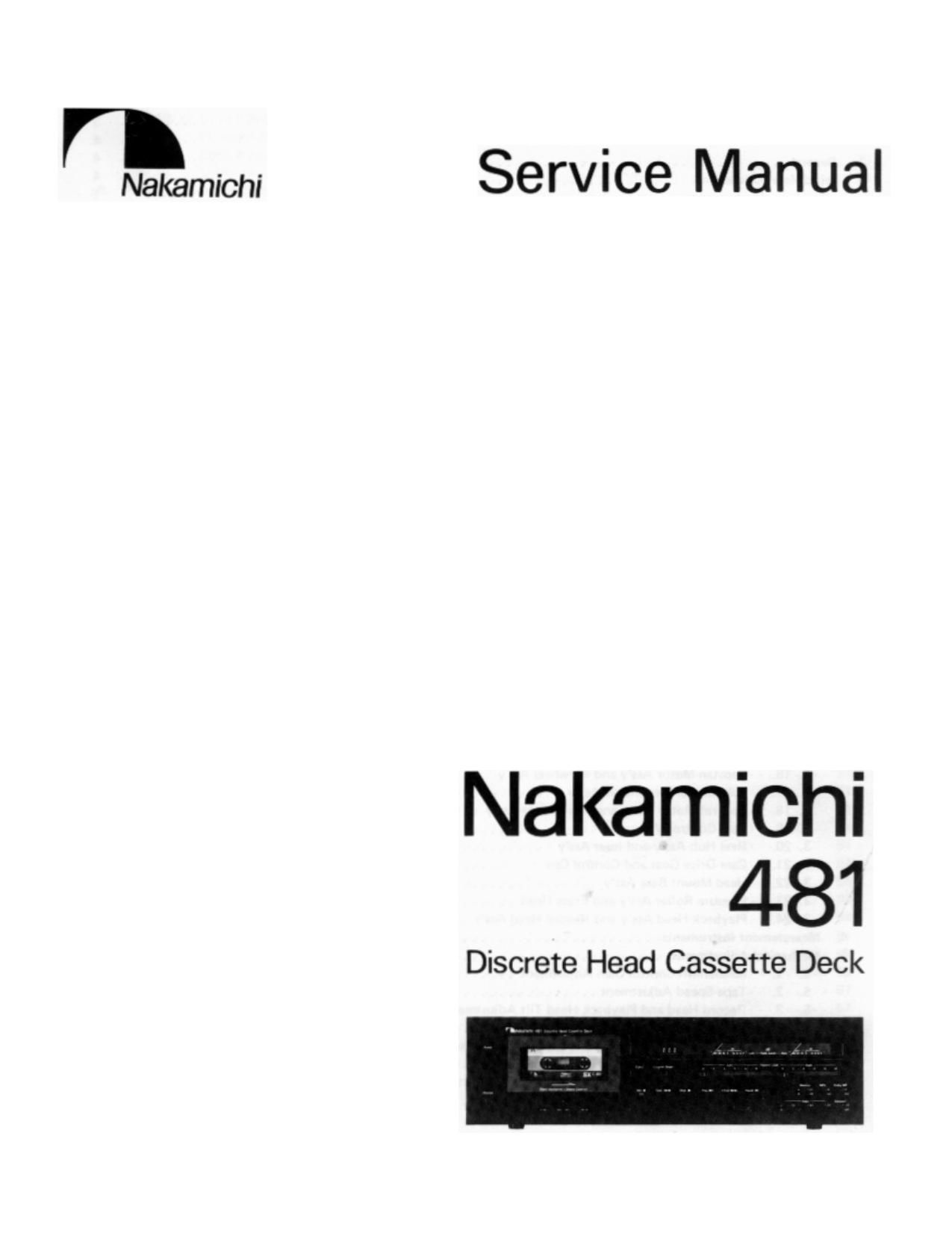 Nakamichi 481 Service Manual