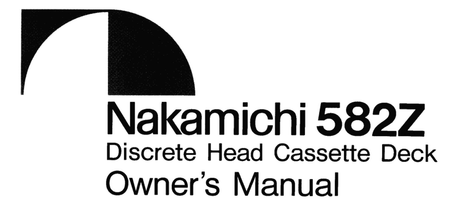 Nakamichi 582 Z Owners Manual