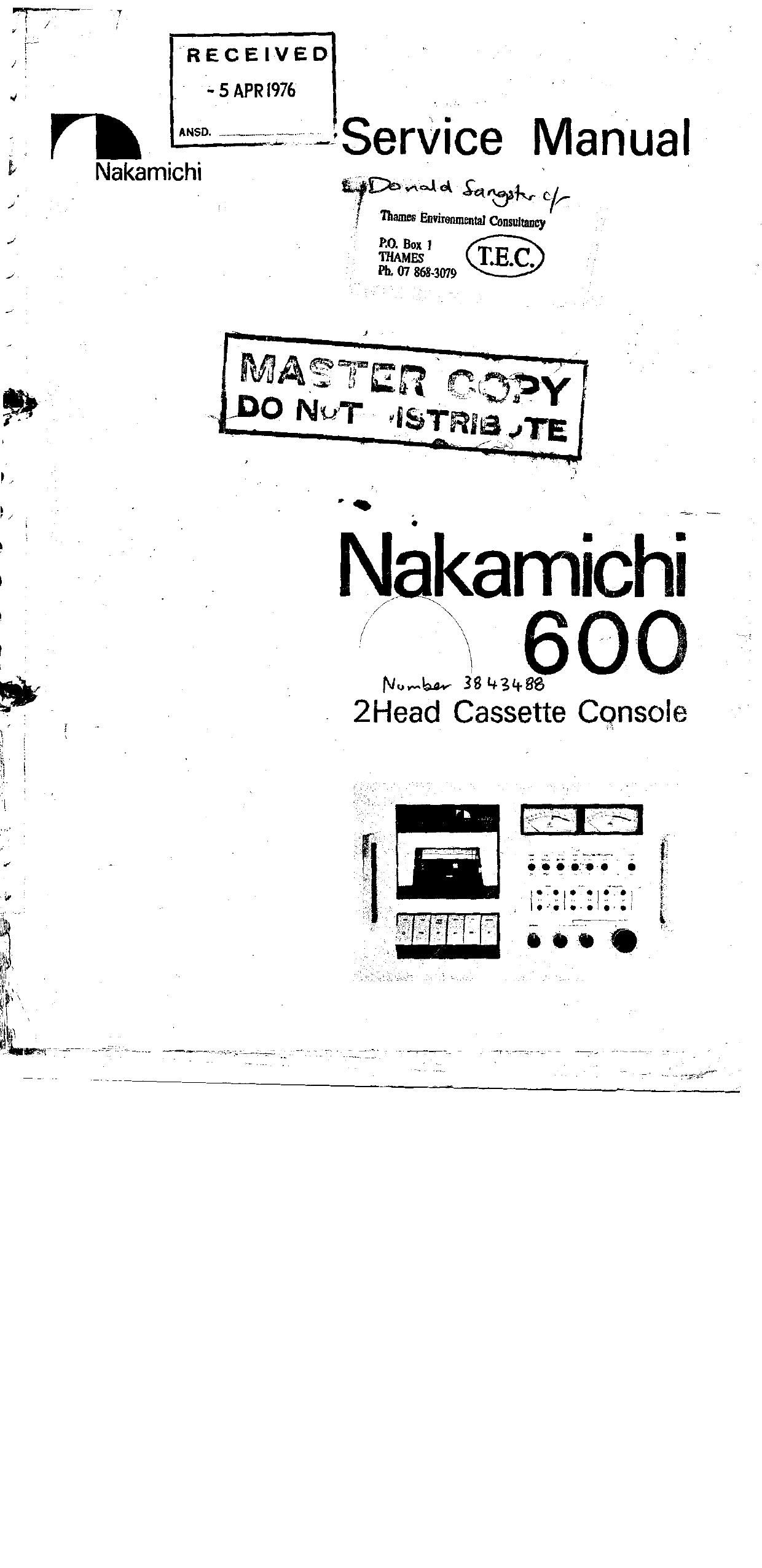 Nakamichi 600 Service Manual