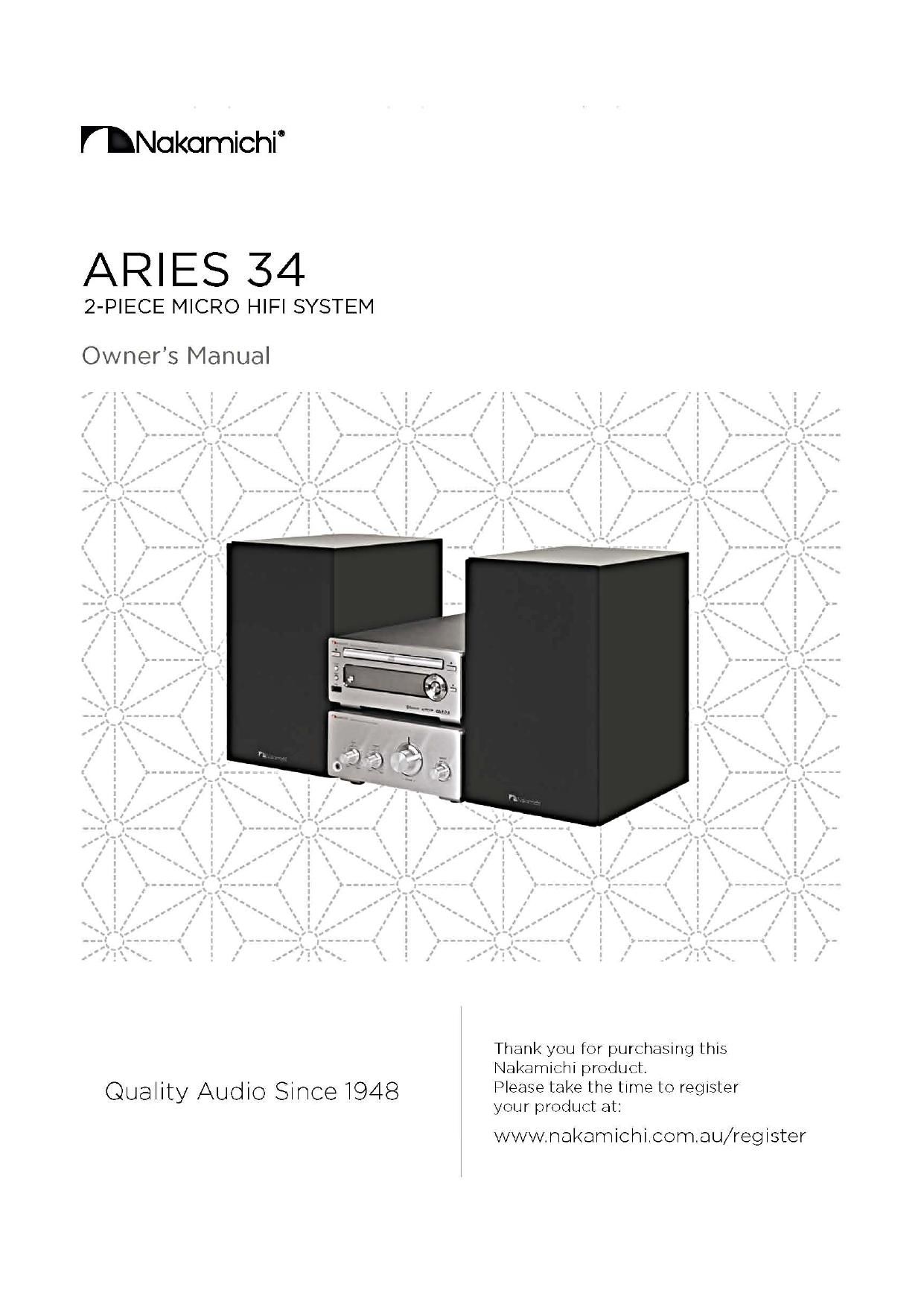 Nakamichi ARIES 34 Owners Manual