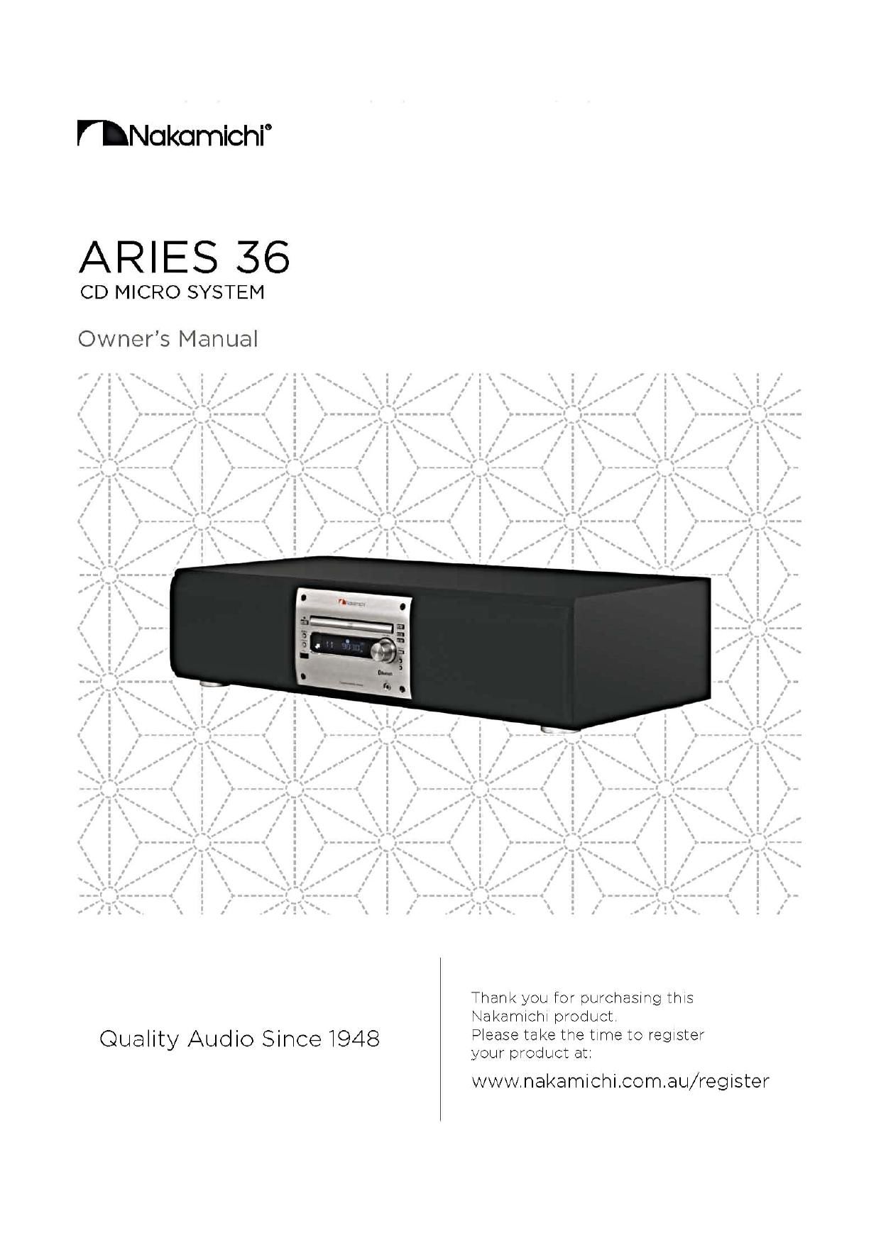 Nakamichi ARIES 36 Owners Manual