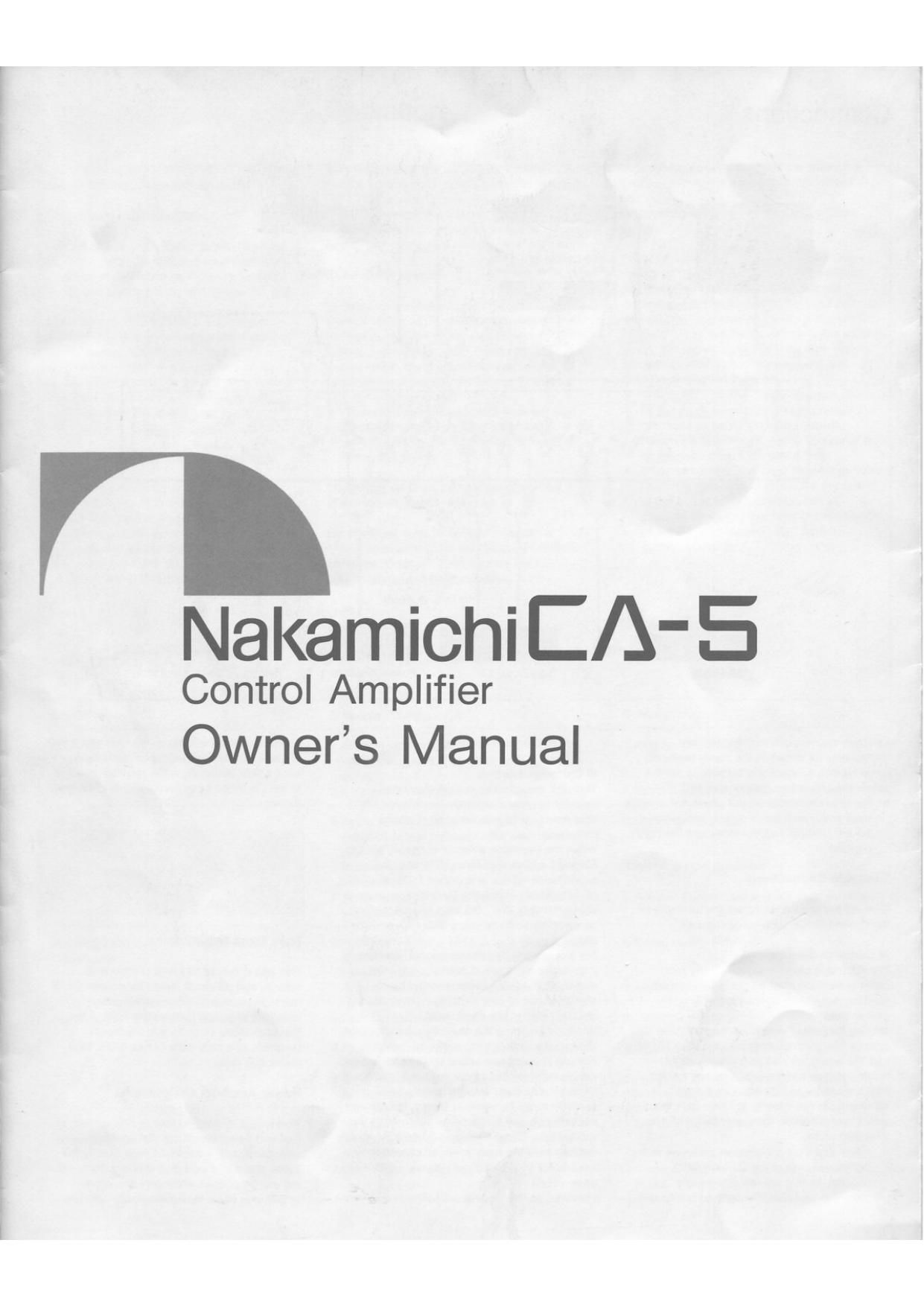 Nakamichi CA 5 Owners Manual