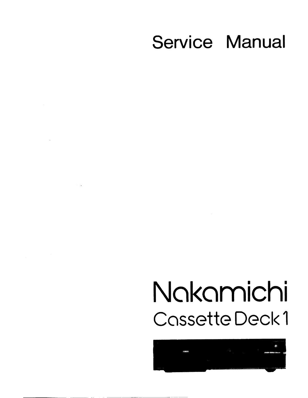Nakamichi Cassette Deck 1 Service Manual