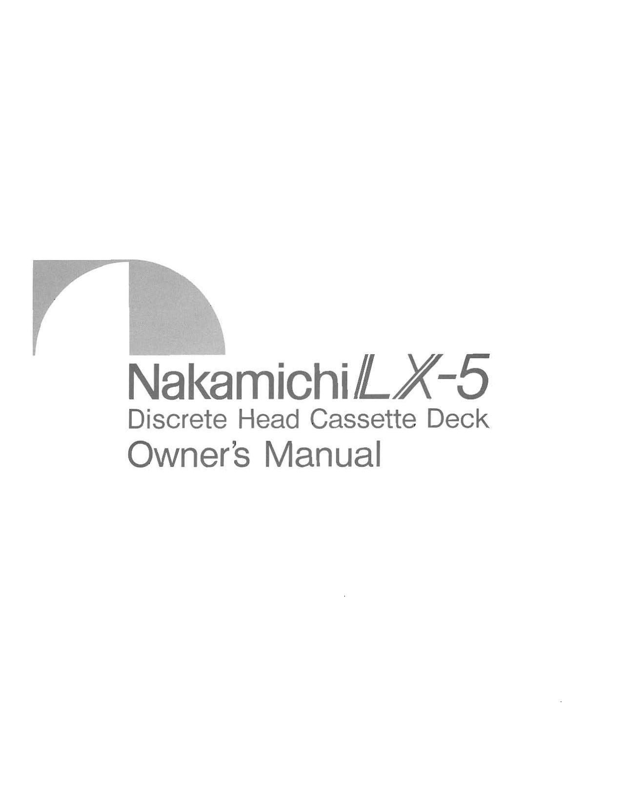 Nakamichi LX 5 Owners Manual