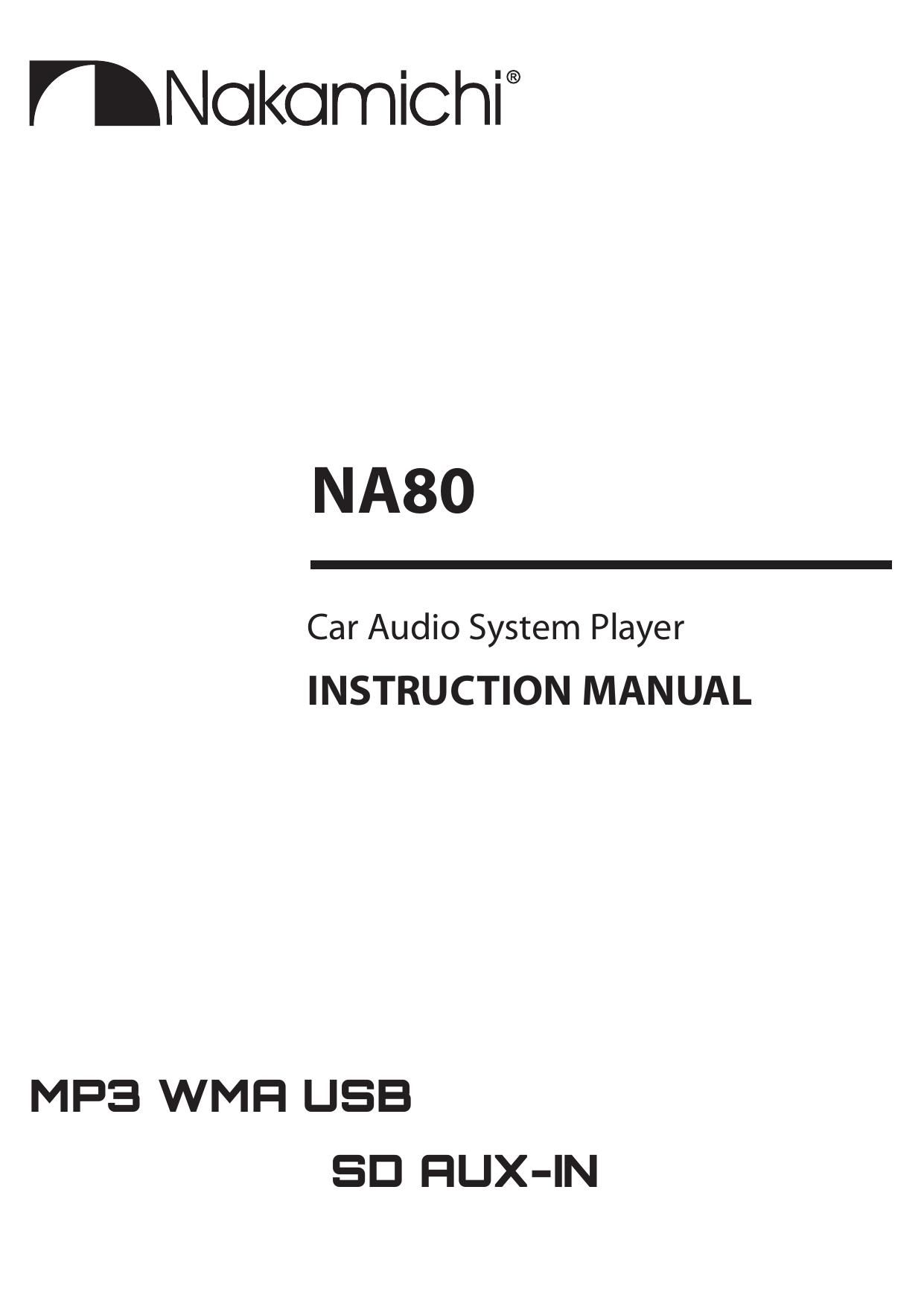 Nakamichi NA 80 Owners Manual