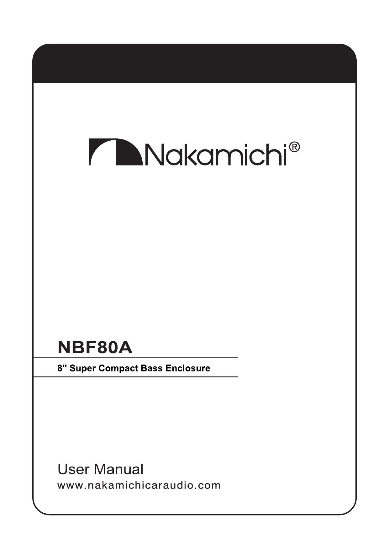 Nakamichi NBF 80A Owners Manual