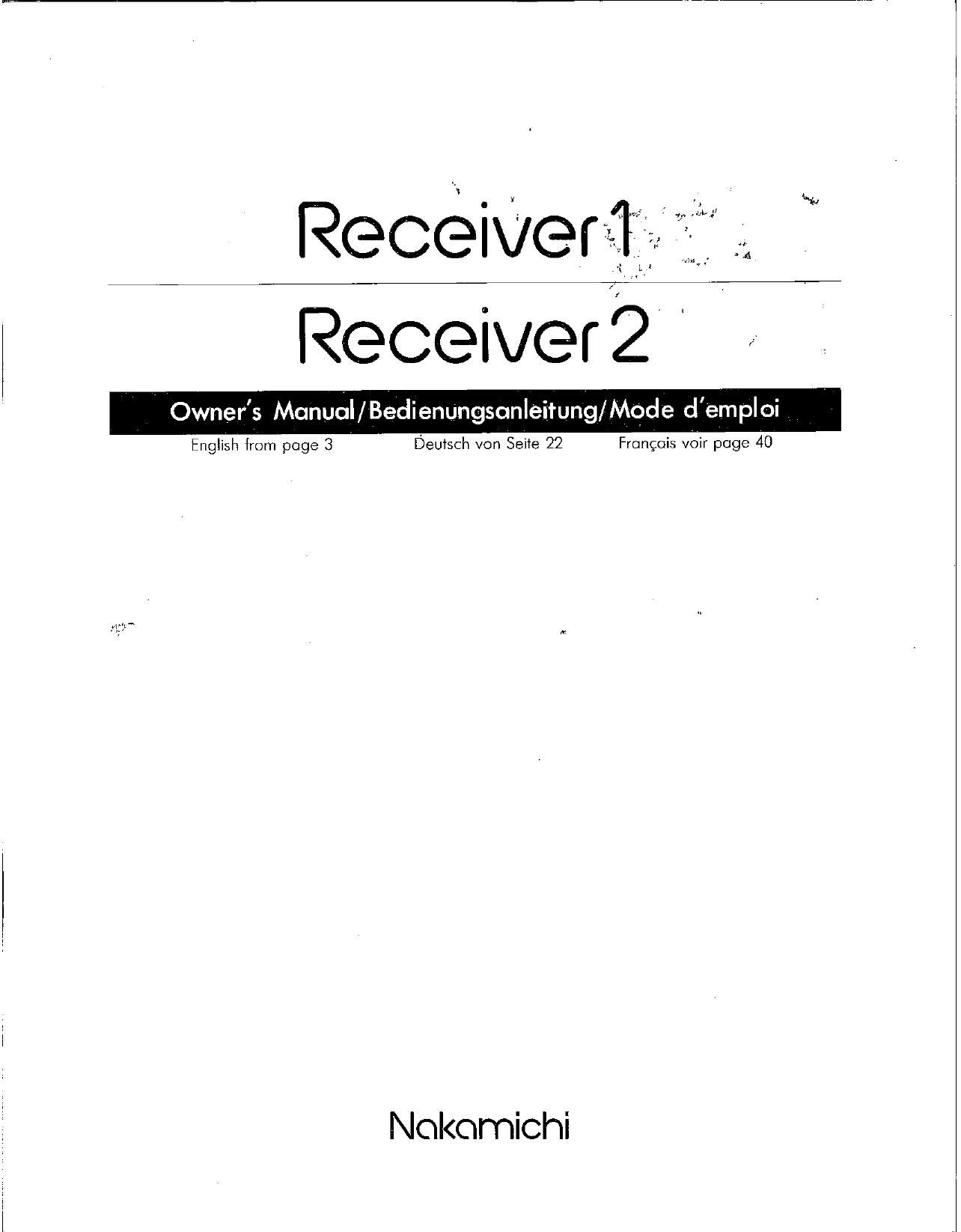 Nakamichi RE 1 Owners Manual