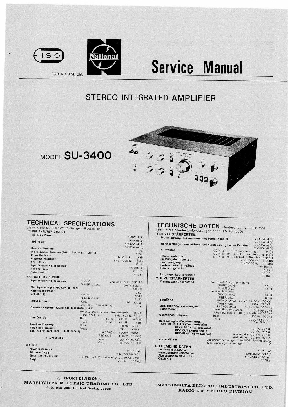 national su 3400 service en