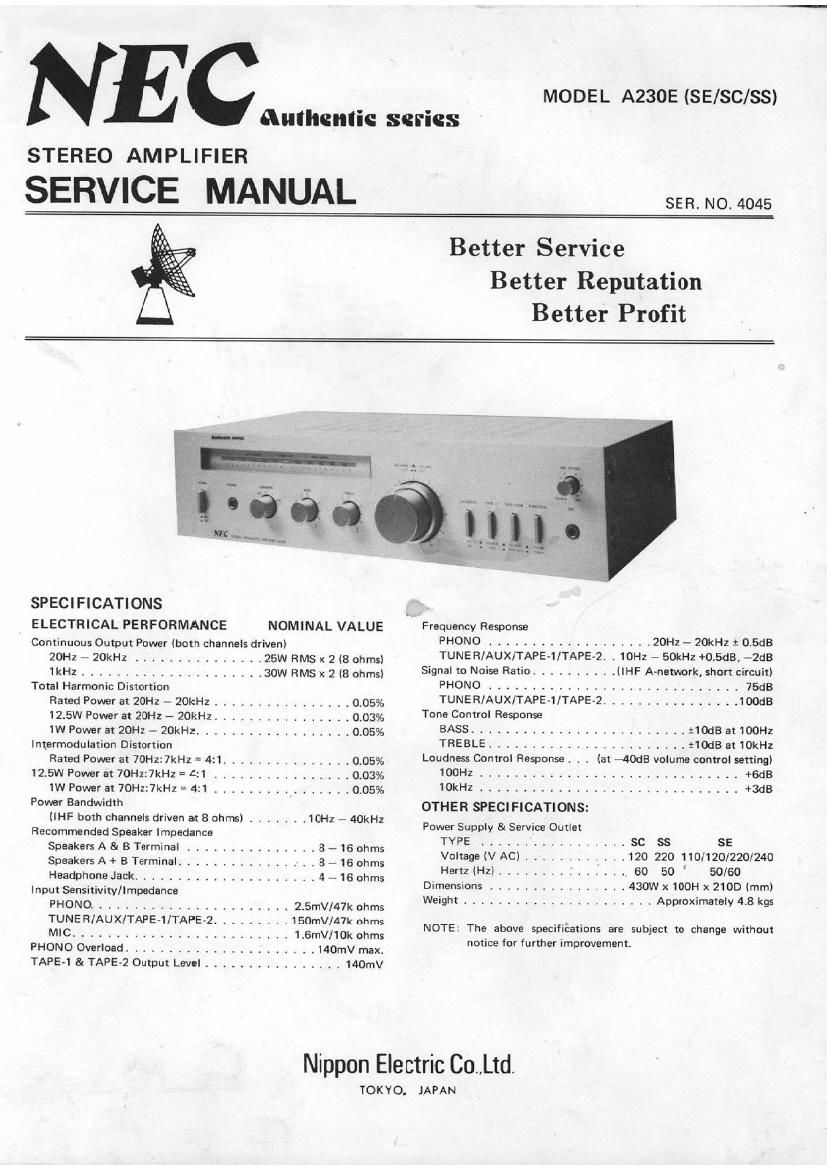 Nec A 230E Service Manual