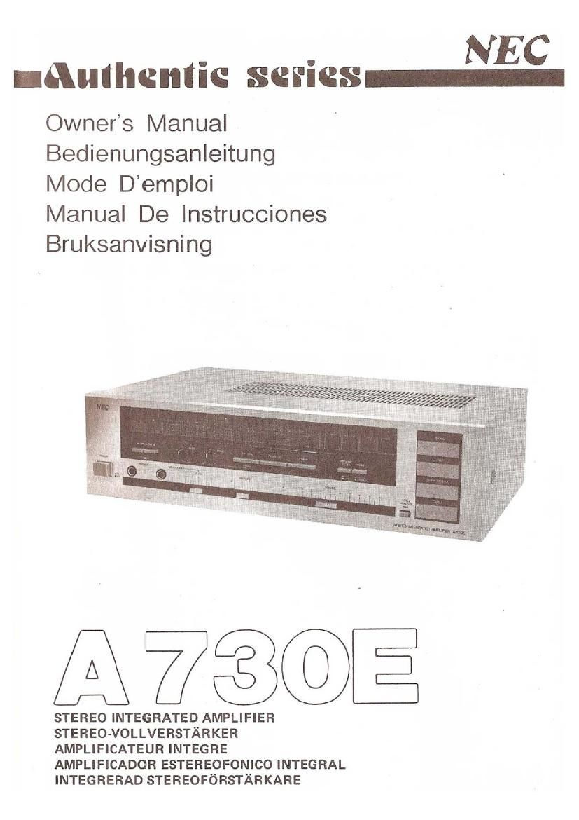 Nec A 730E Owners Manual