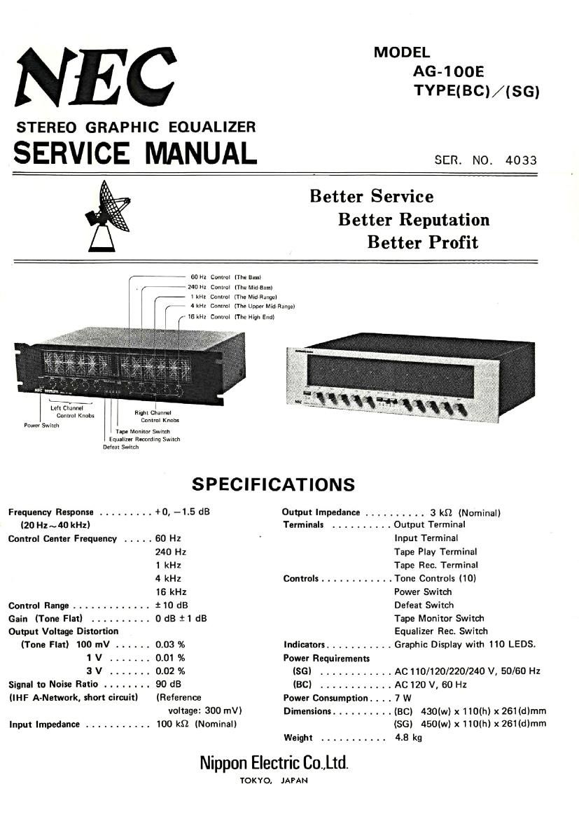 Nec AG 100 E Service Manual