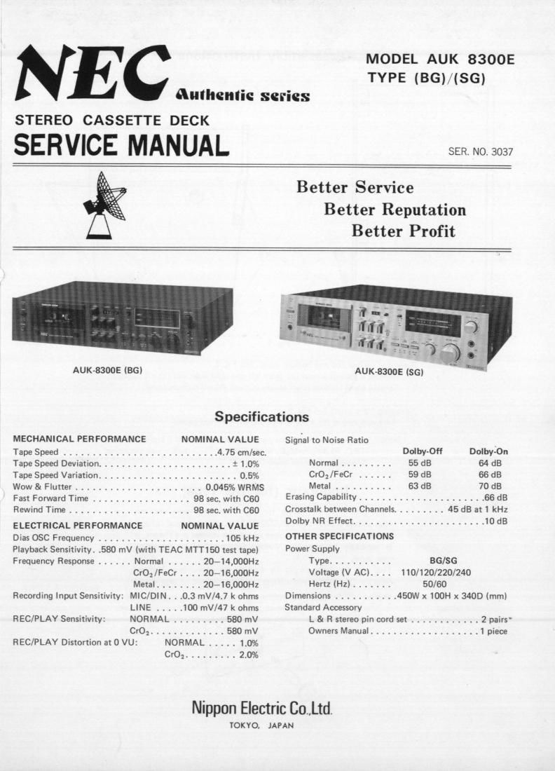 Nec AUK 8300 E Service Manual
