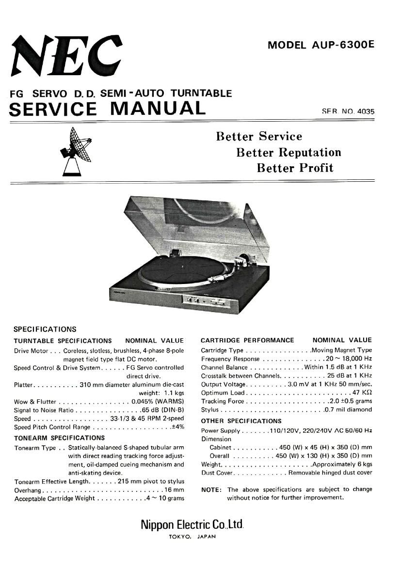 Nec AUP 6300 E Service Manual