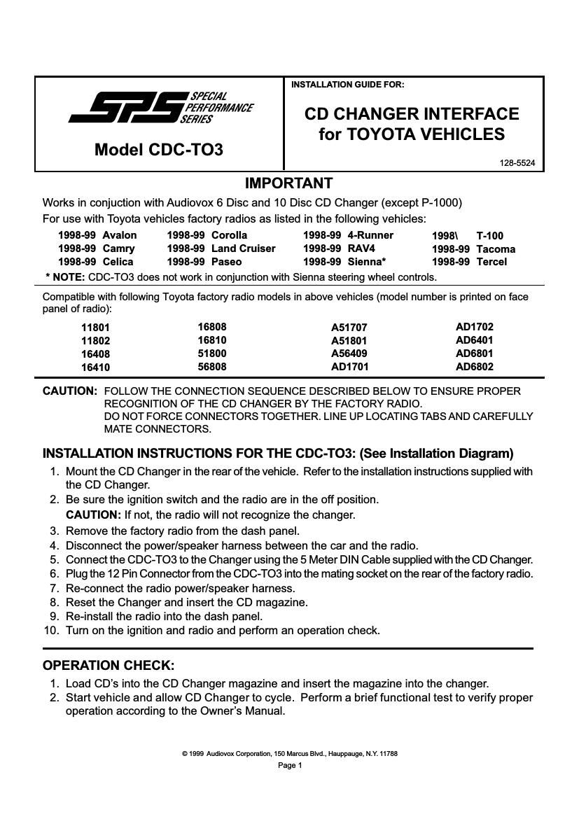 Nec CDC TO3 Owners Manual